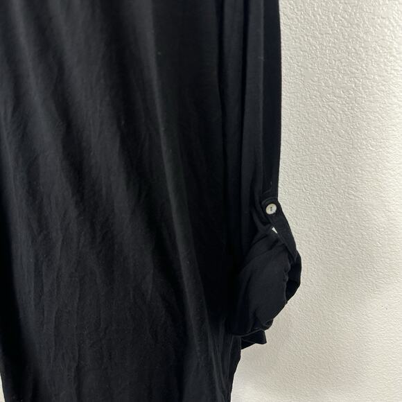 Amour Vert Black Popover Tunic Top XL Roll Tab Sleeve Sustainable Made in USA - Picture 6 of 8